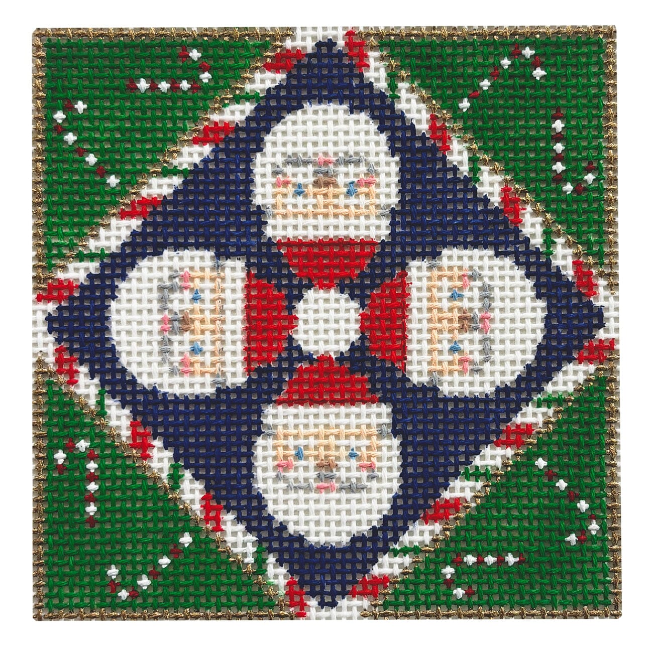 Santa Faces, 3" Square Painted Canvas Susan Roberts Needlepoint Designs Inc. - 1