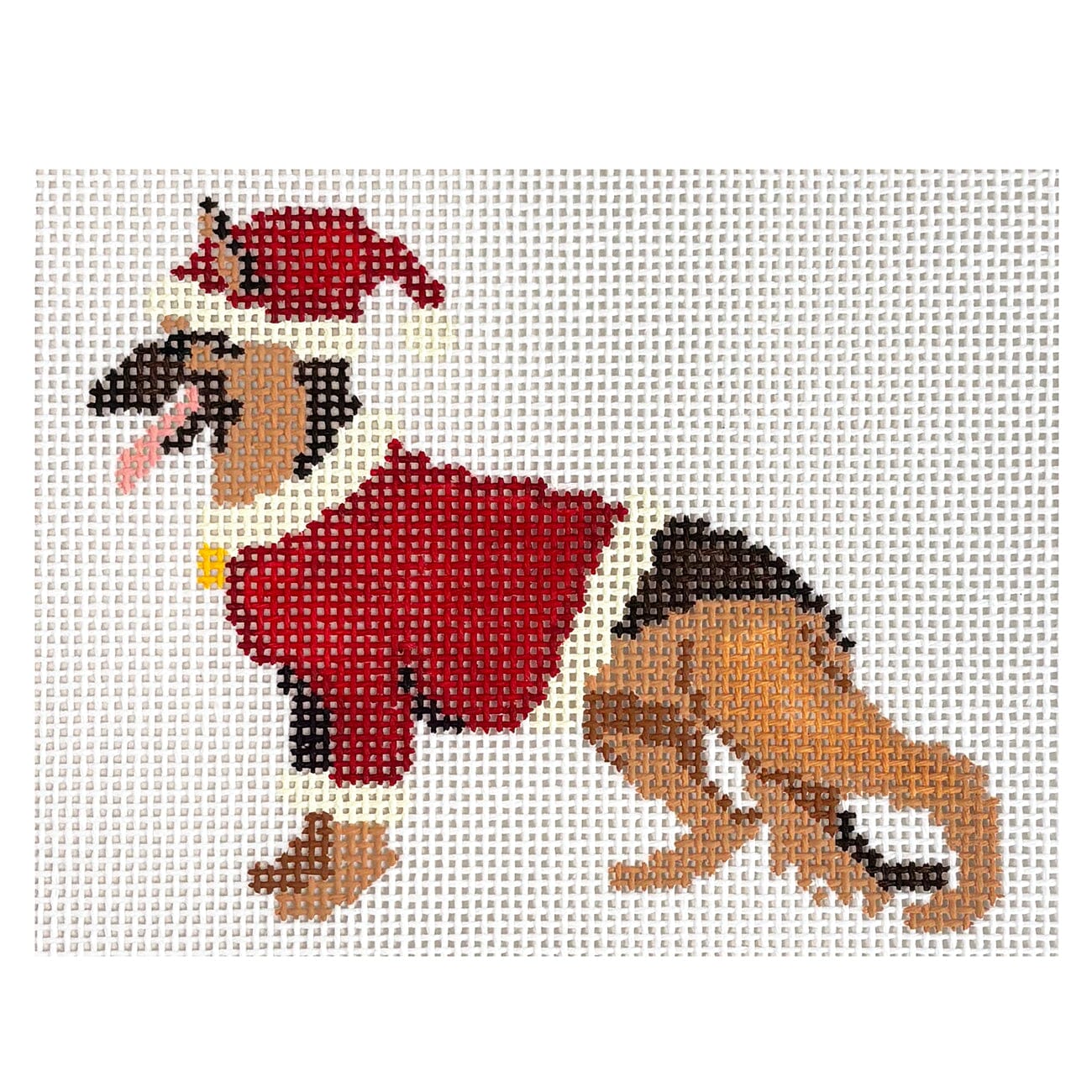 Santa German Shepherd Painted Canvas Dogwood Needlepoint - 1