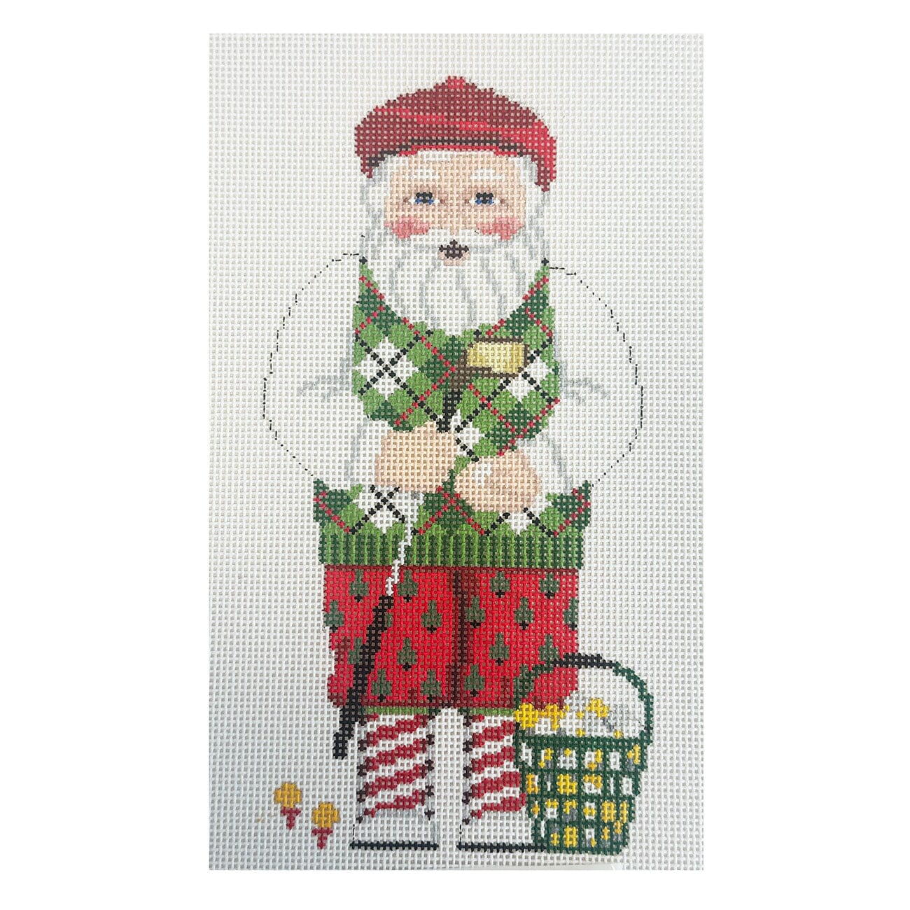 Santa Golfing, Front Painted Canvas Susan Roberts Needlepoint Designs Inc.