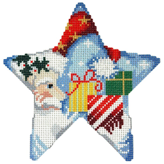 Santa Moon Star Printed Canvas Two Sisters Needlepoint