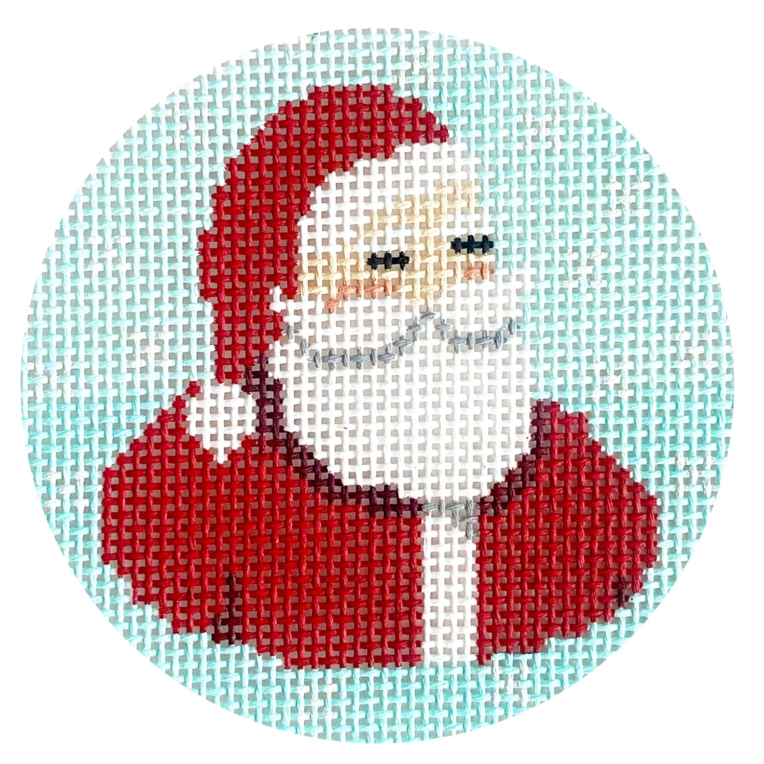 Santa on Aqua Round Printed Canvas KCN Designers - 1