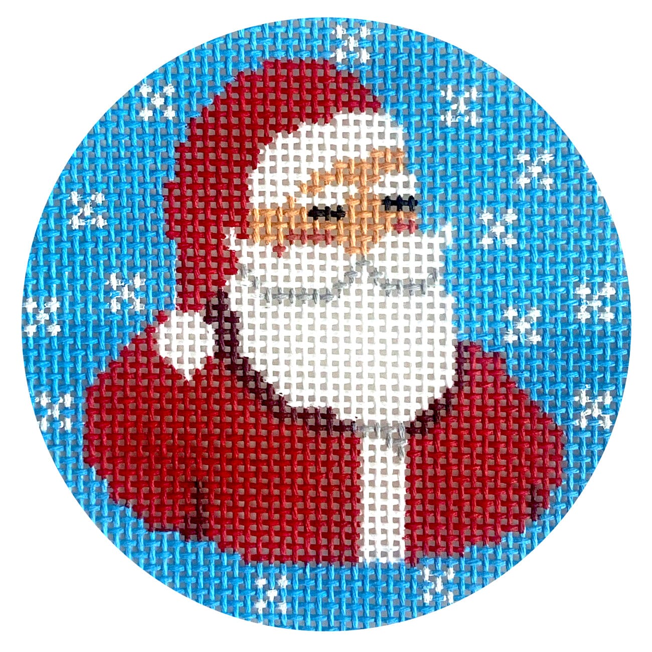 Santa on Medium Blue Round Printed Canvas KCN Designers - 1