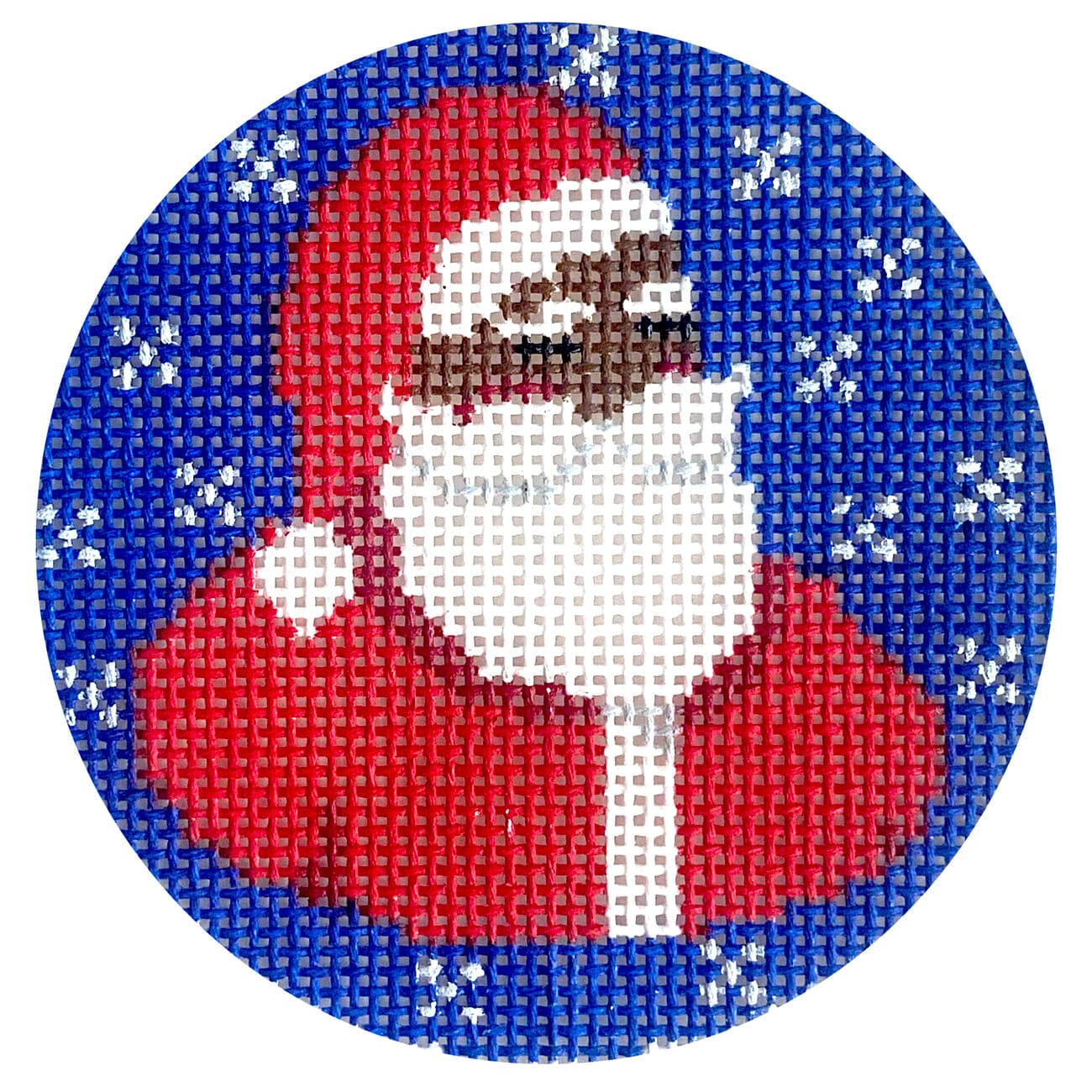 Santa on Navy Round Printed Canvas KCN Designers - 1