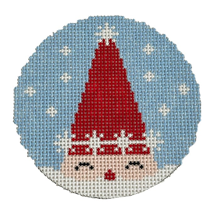 Santa Peeking Round Painted Canvas Love MHB Studio