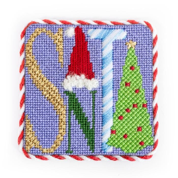 "Santa" Square with Stitch Guide Printed Canvas Two Sisters Needlepoint