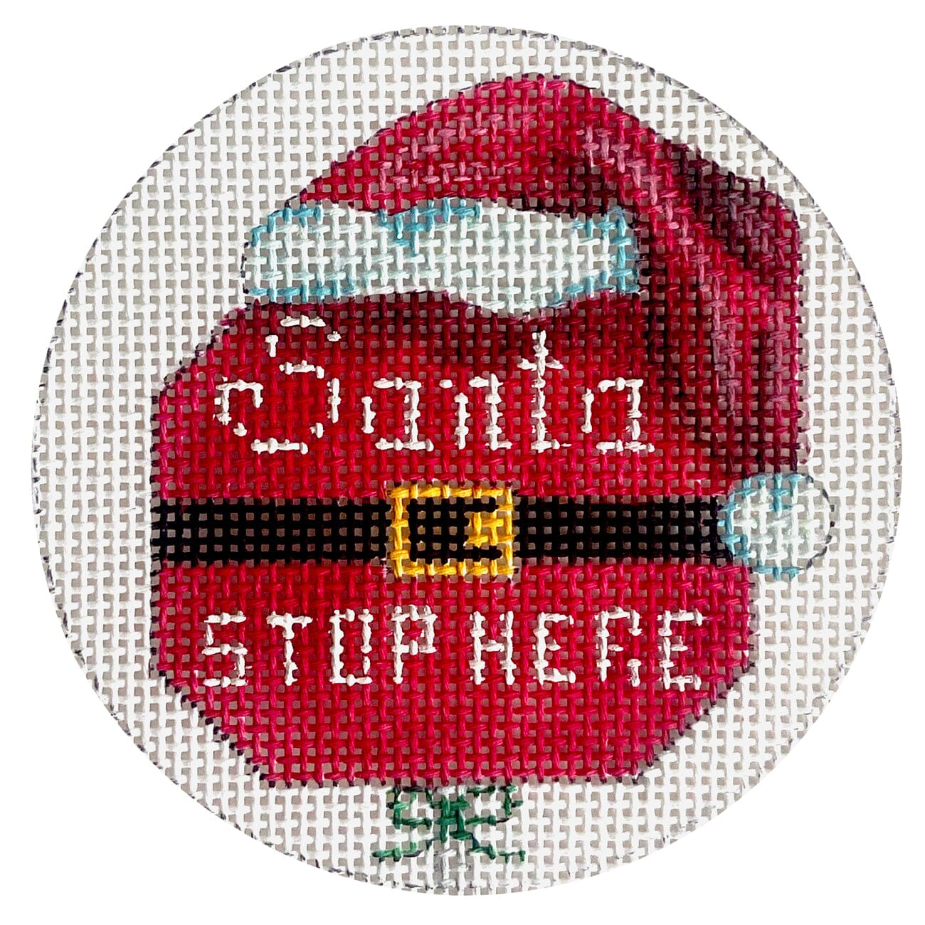 Santa Stop Here Round Painted Canvas Alice Peterson Company