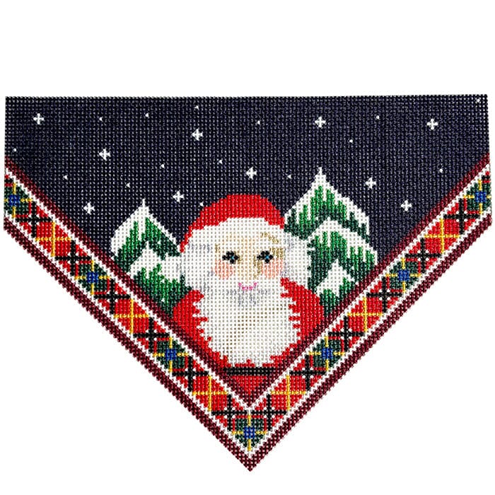 Santa/Plaid Stocking Top Printed Canvas Two Sisters Needlepoint