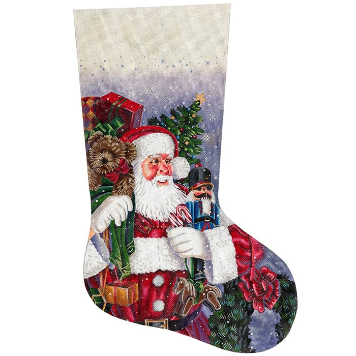 Santa's Ready To Go Stocking 18 Mesh TTR Victoria Whitson Needlepoint - 1