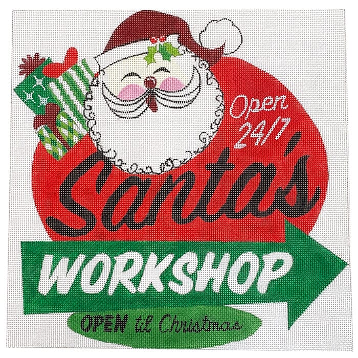Santa’s Workshop Sign Painted Canvas Painted Pony Designs - 1