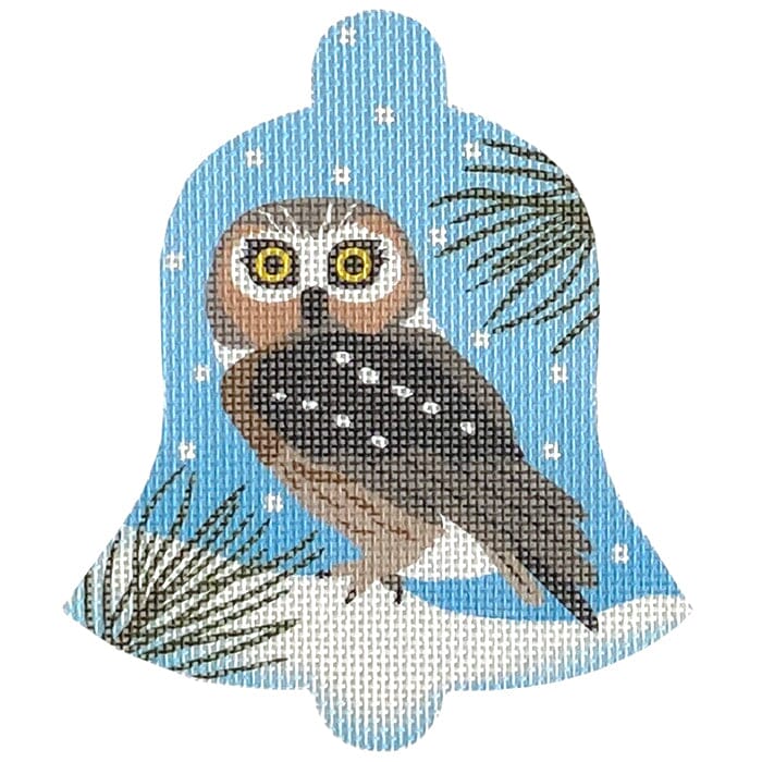 Saw Whet Owl Snow Bell Printed Canvas Pepperberry Designs - 1