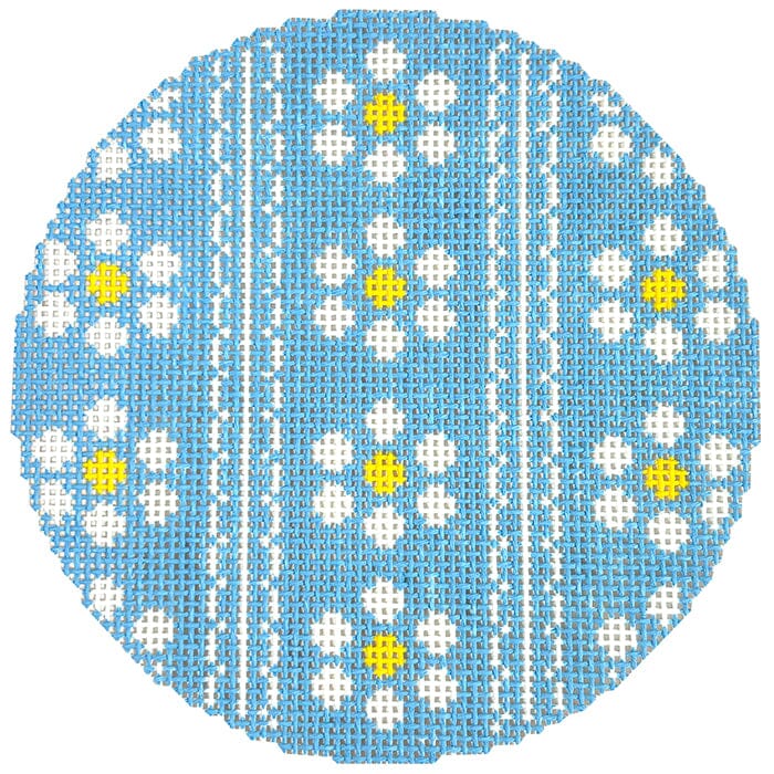 Scallop Daisy Round Painted Canvas Goodpoint Needlepoint