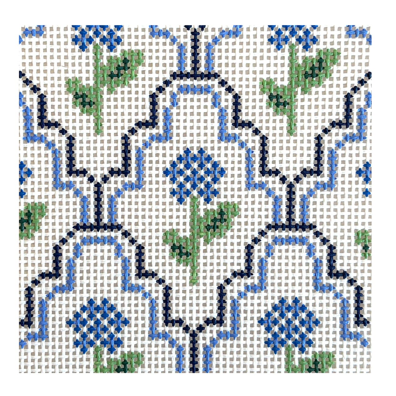 Scallop Hydrangea Coaster Painted Canvas Frances Mary Needlepoint