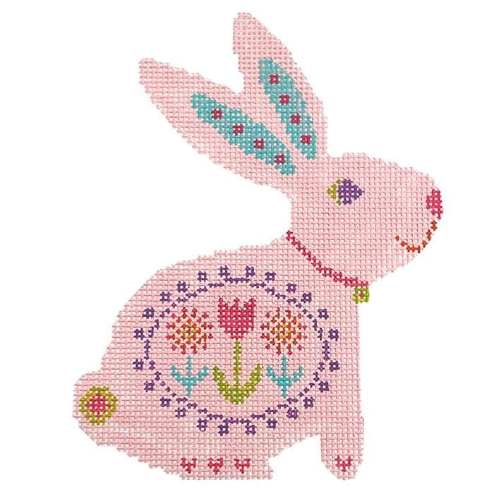 Scandi Bunny Painted Canvas Stitch Rock Designs