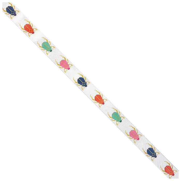 Scarab Belt Aqua Pink Navy Orange Painted Canvas Kristine Kingston - 1