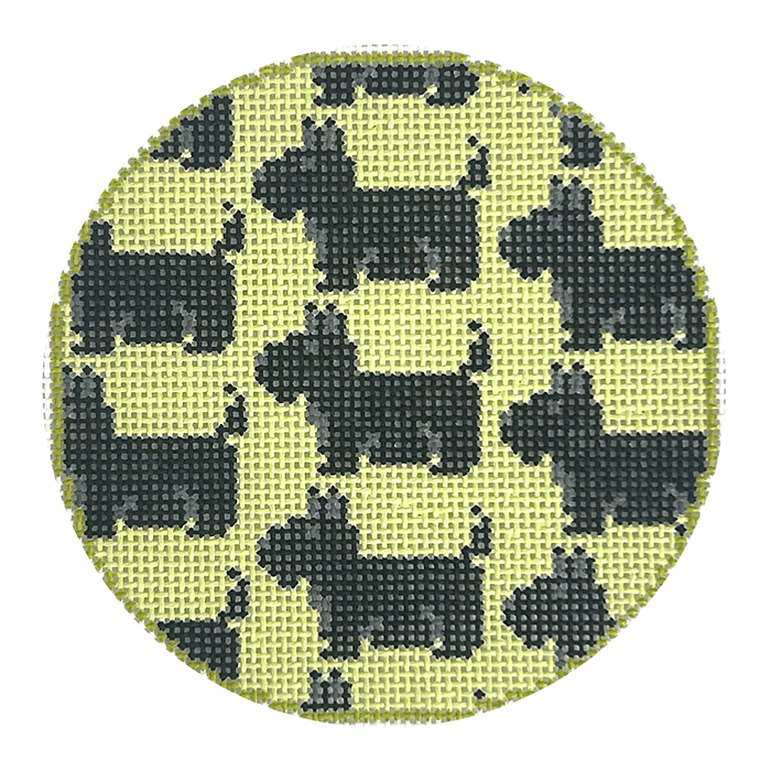 Scottish Terrier Repeat Round Painted Canvas Mopsey Designs - 1