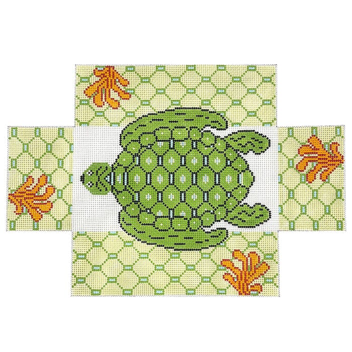 Sea Turtle Lattice Brick Cover Painted Canvas J. Child Designs - 1