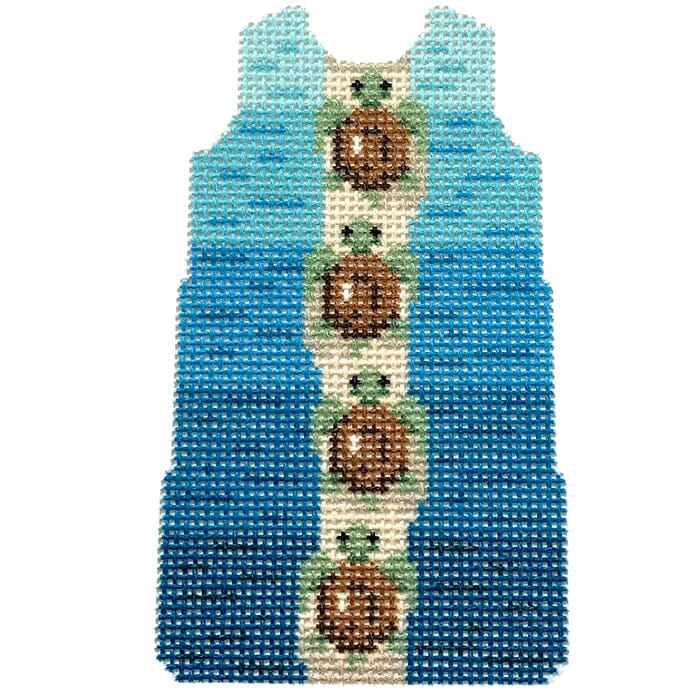 Sea Turtle Line Up Mini Shift Printed Canvas Two Sisters Needlepoint