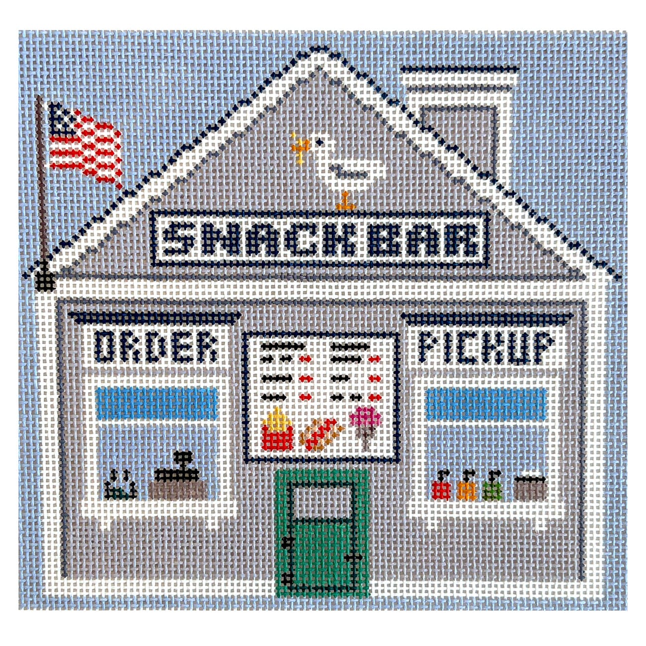 Seaside Village Snack Bar Painted Canvas Frances Mary Needlepoint