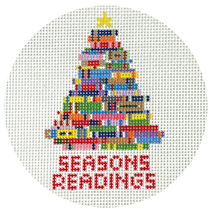 Seasons Readings Round Painted Canvas Wipstitch Needleworks - 1