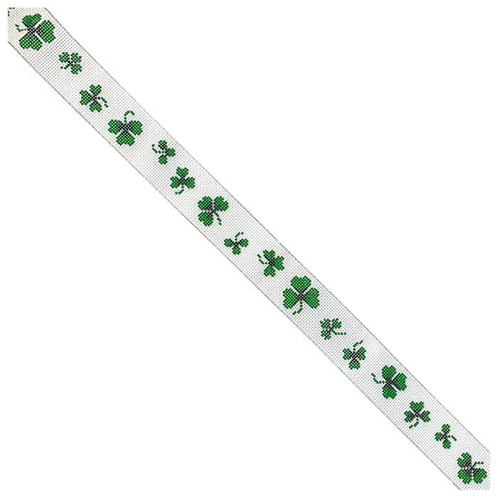 Shamrocks Belt on White Painted Canvas Susan Roberts Needlepoint Designs Inc. - 1