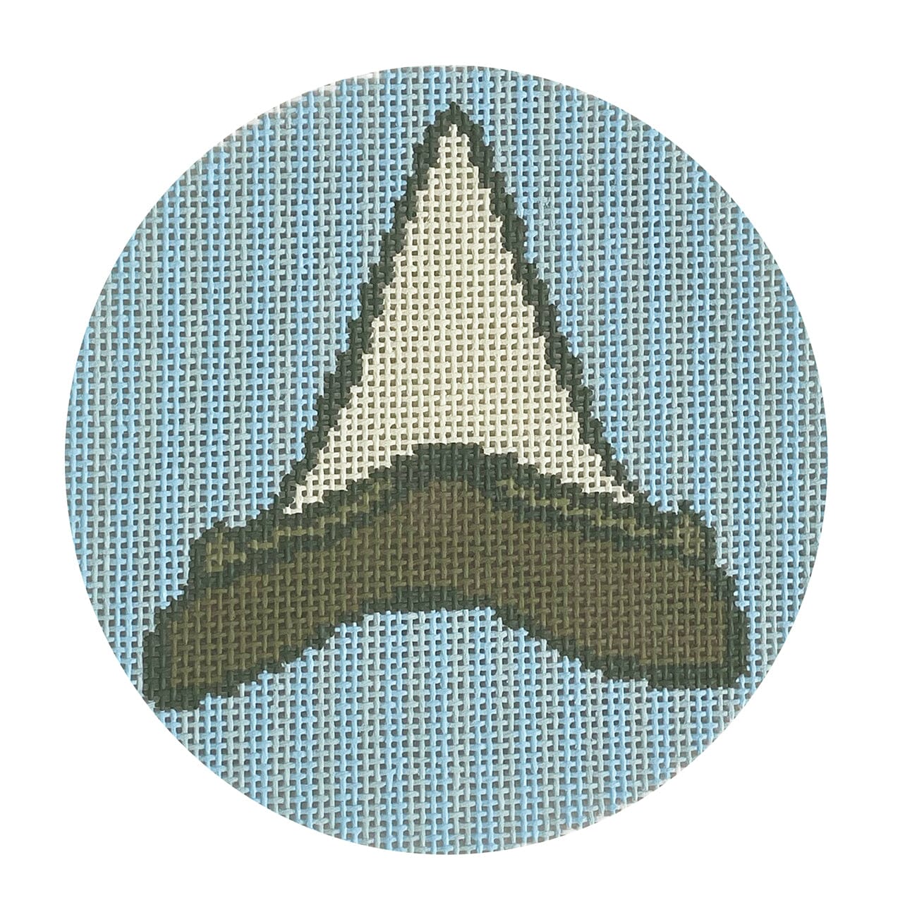 Shark Tooth Round Painted Canvas Atlantic Blue Canvas - 1