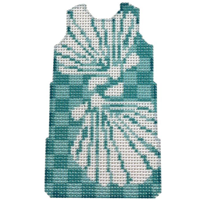 Shell Stencil Mini Shift/Aqua Printed Canvas Two Sisters Needlepoint