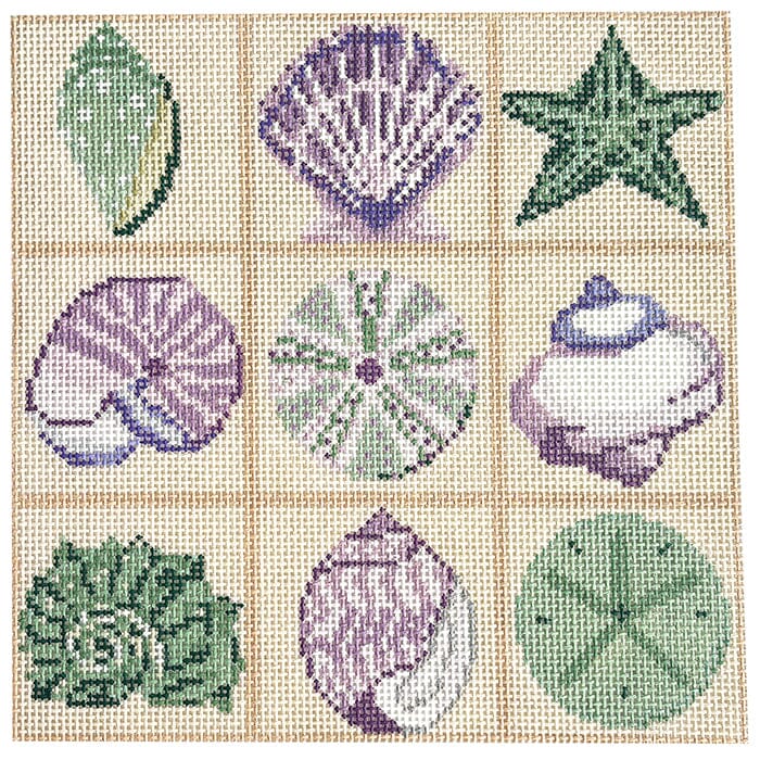 Shell Tic Tac Toe Painted Canvas Ann Kaye Studio - 1