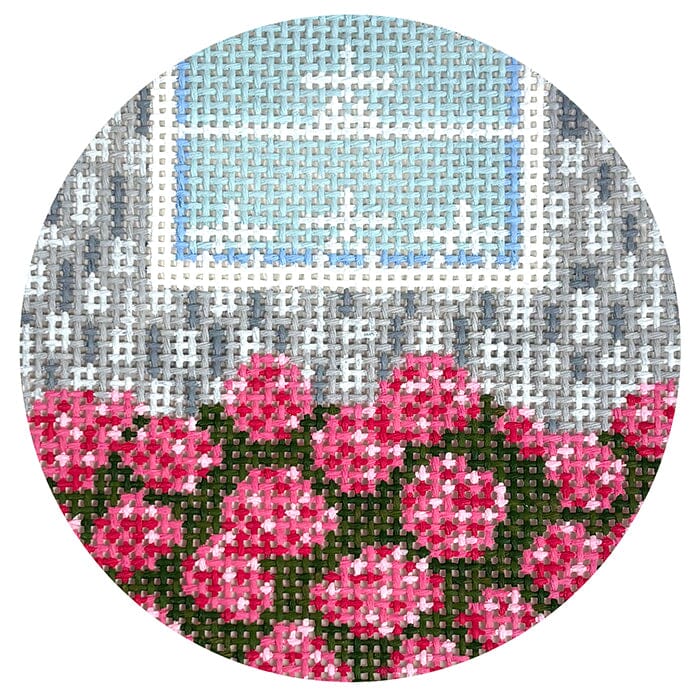 Shingles and Stars Round Pink Painted Canvas The Gingham Stitchery - 1