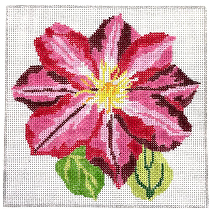 Simple Flowers Pink Clematis 8" Painted Canvas Jean Smith - 1