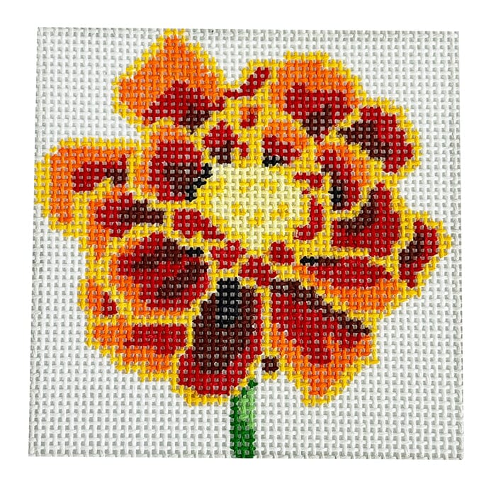 Simply Flowers Mahogany Marigold 4" Coaster Painted Canvas Jean Smith