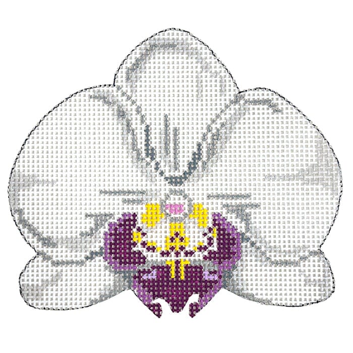Single White Orchid Painted Canvas The Gingham Stitchery - 1