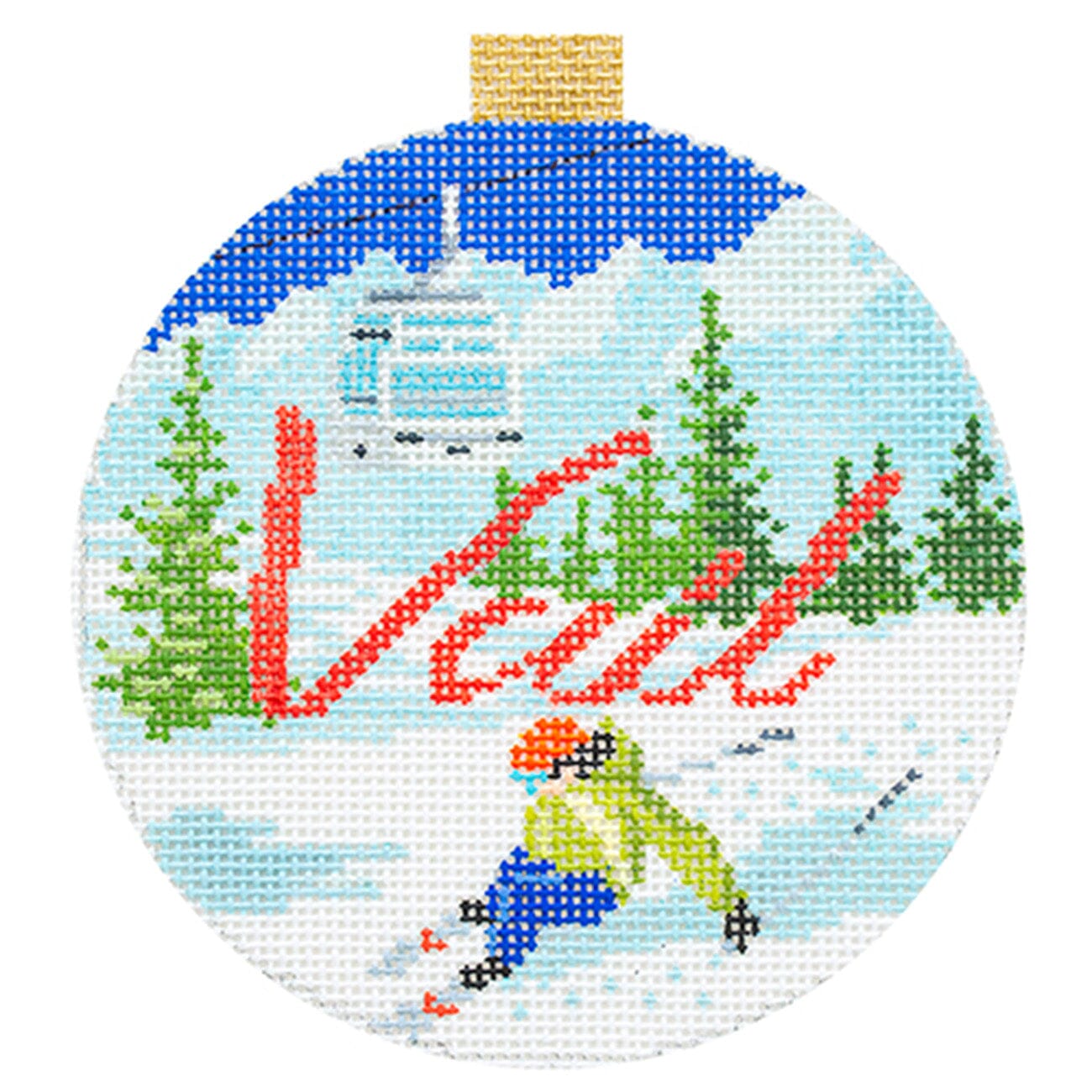 Ski Resorts Vail with Stitch Guide Painted Canvas Kirk & Bradley - 1