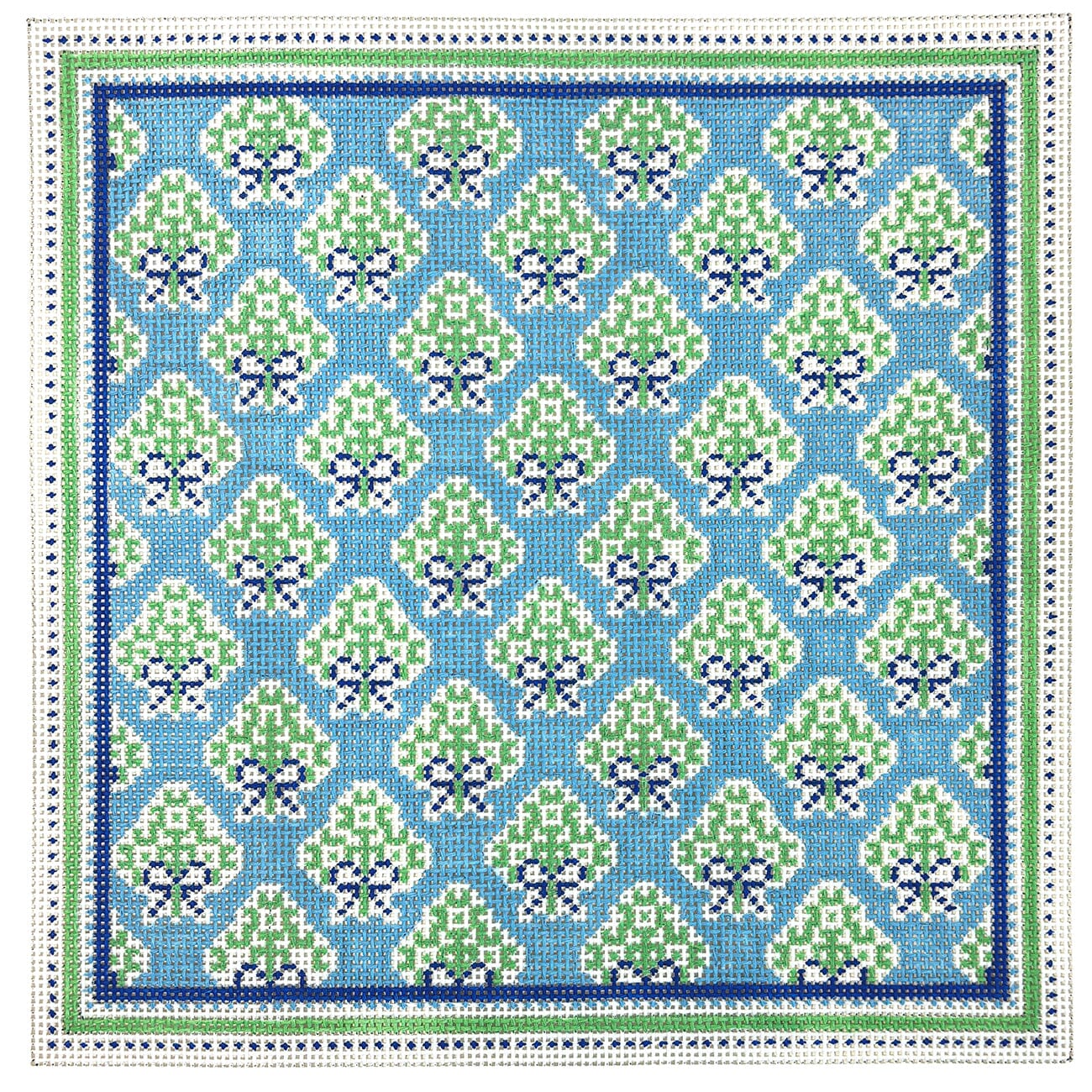 Sky Blue Medallion Tray Insert Painted Canvas Anne Fisher Needlepoint LLC - 1
