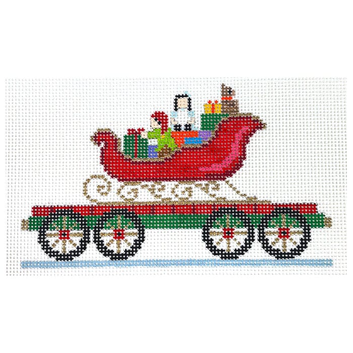 Sleigh North Pole Express Painted Canvas Susan Roberts Needlepoint Designs Inc. - 1