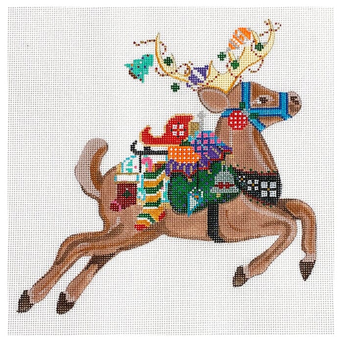 Sleigh Set Dancer Reindeer Painted Canvas Painted Pony Designs - 1