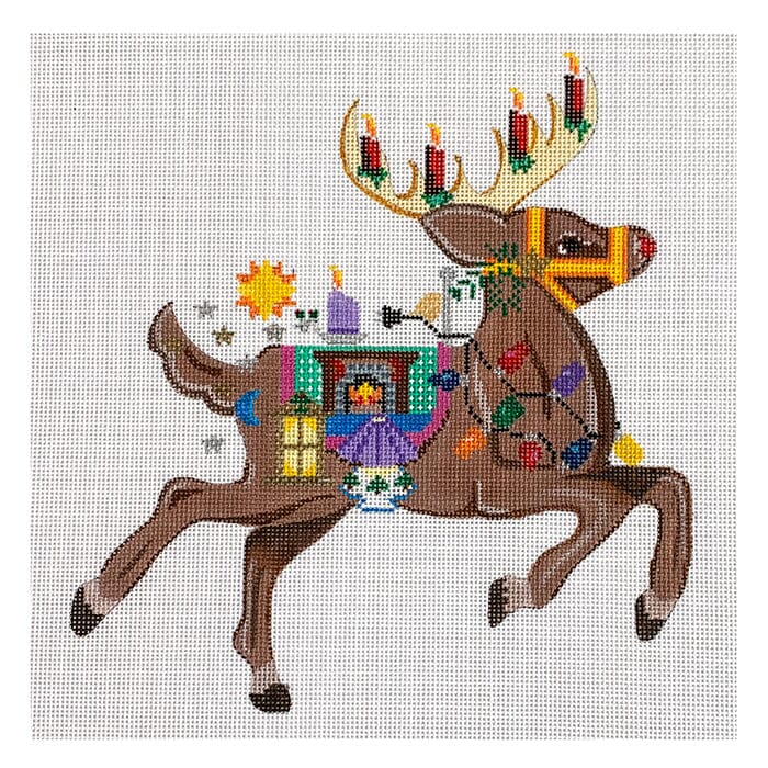 Sleigh Set Rudolph Reindeer Painted Canvas Painted Pony Designs - 1
