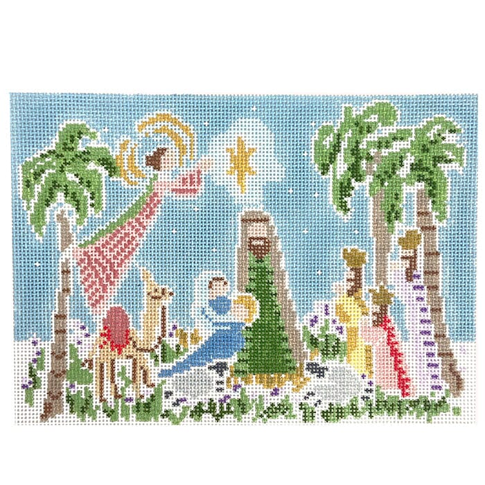 Small Nativity Scene Painted Canvas Walker's Needlepoint