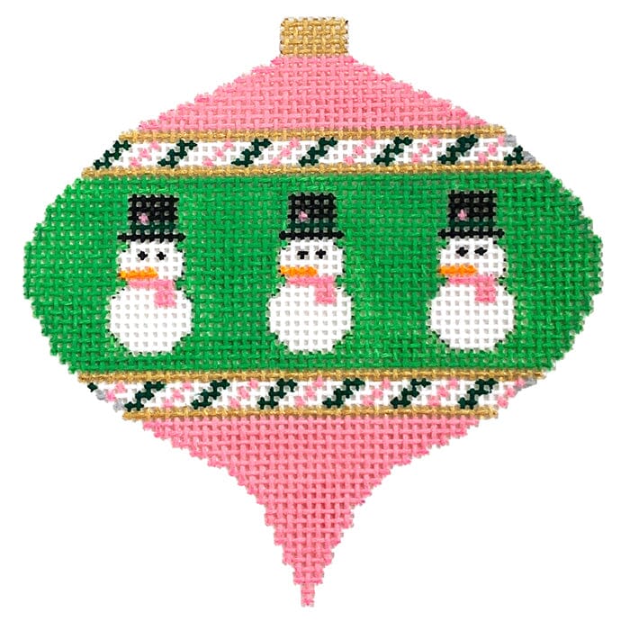 Small Snowman on Pink Bauble Painted Canvas Kristine Kingston 