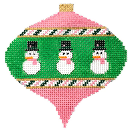 Small Snowman on Pink Bauble Painted Canvas Kristine Kingston 