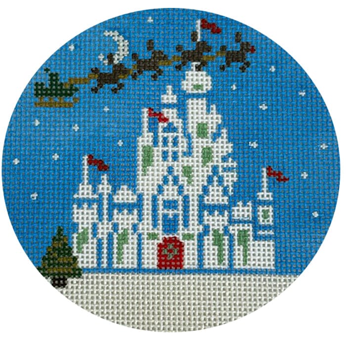 Snow Castle Round Painted Canvas Lauren Bloch Designs - 1