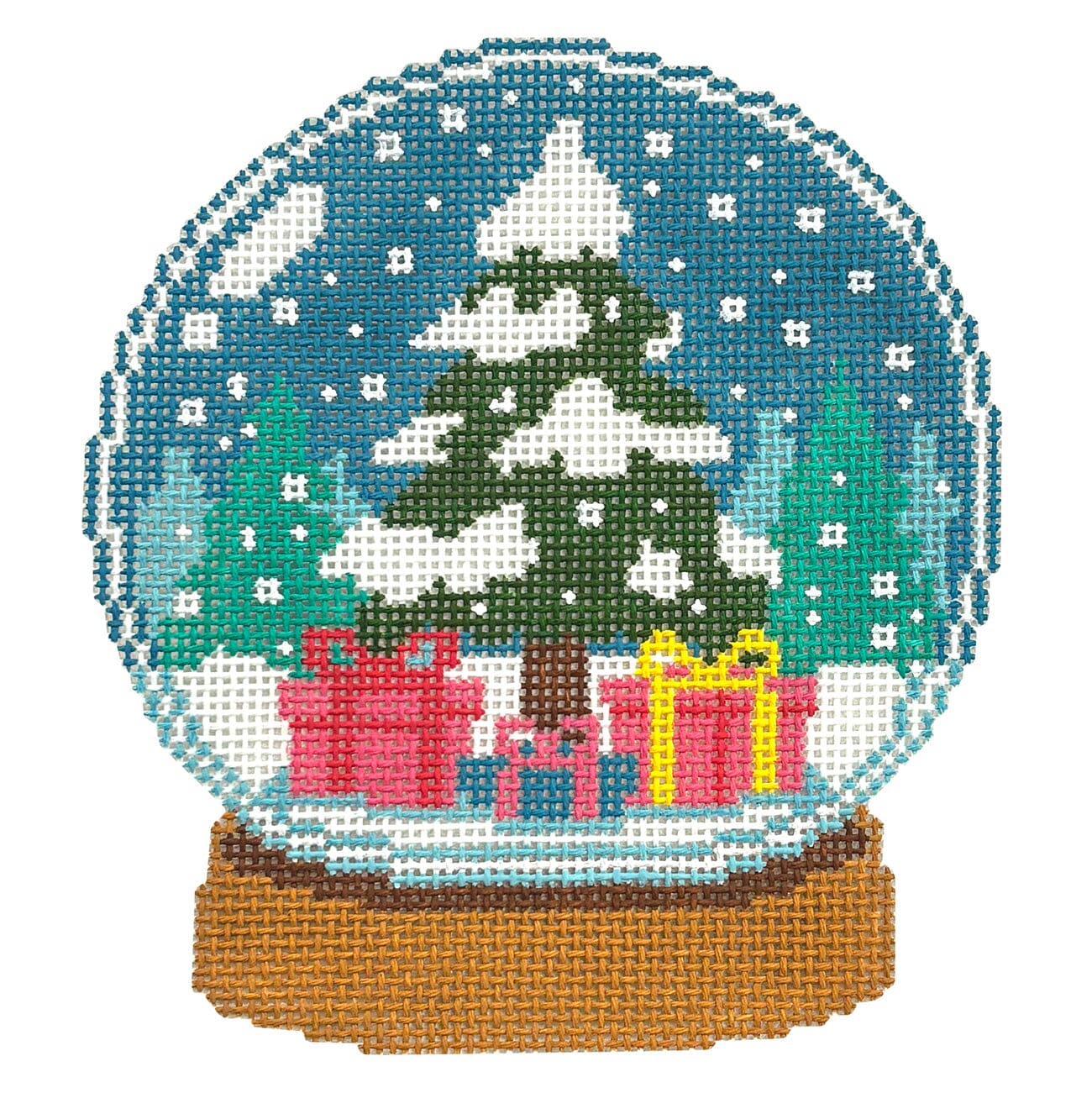 Snow Globe 2025 Tree Painted Canvas Lucky Lotus Needlepoint - 1