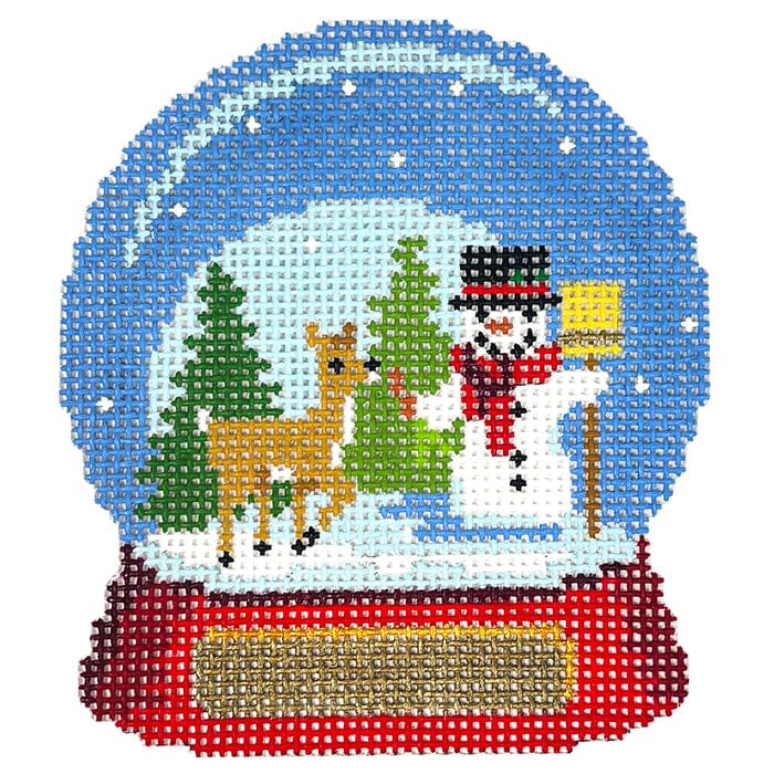 Snow Globe Snowman with Reindeer Painted Canvas Susan Roberts Needlepoint Designs Inc. - 1