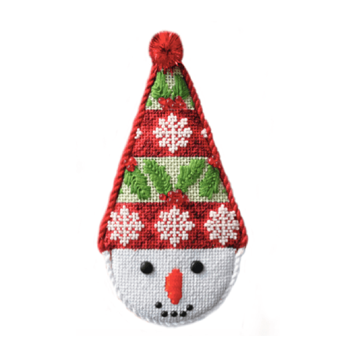 Snowcone Holly Stripe with Stitch Guide Painted Canvas Kirk & Bradley - 1