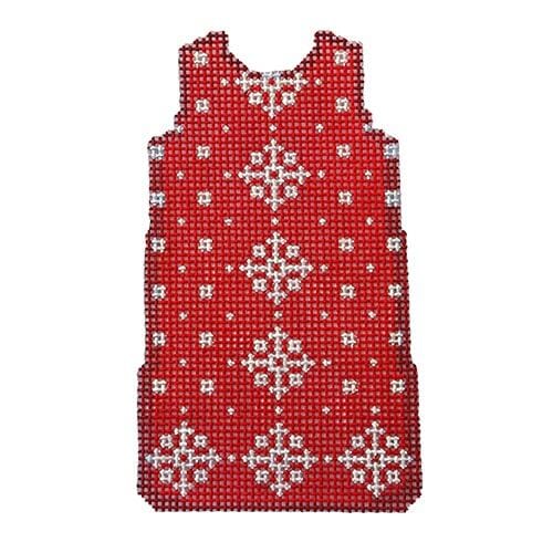 Snowflake Mini Shift/Red Printed Canvas Two Sisters Needlepoint