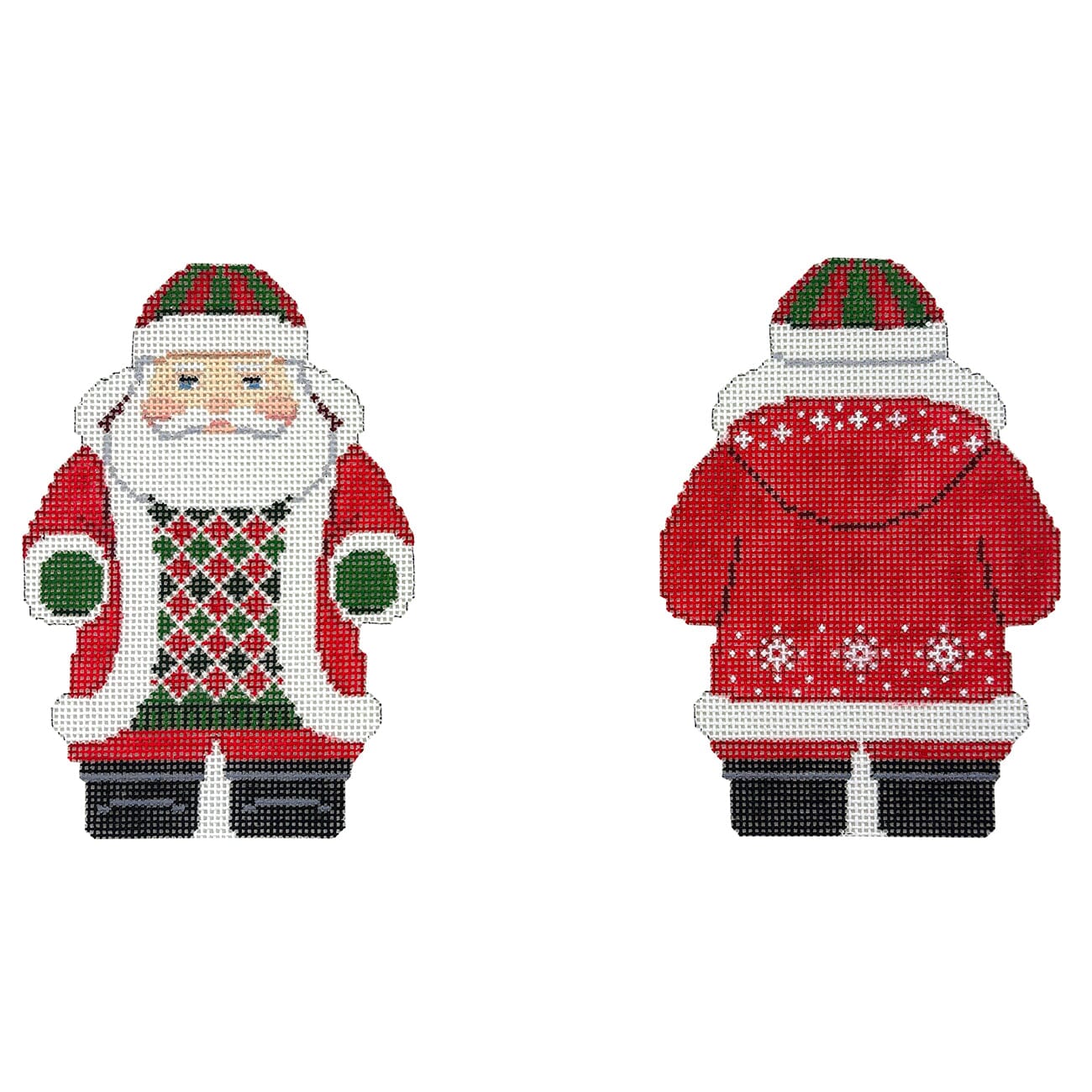 Snowflake Red Jacket Santa, 2 Sided on 18 Painted Canvas Susan Roberts Needlepoint Designs Inc. - 1