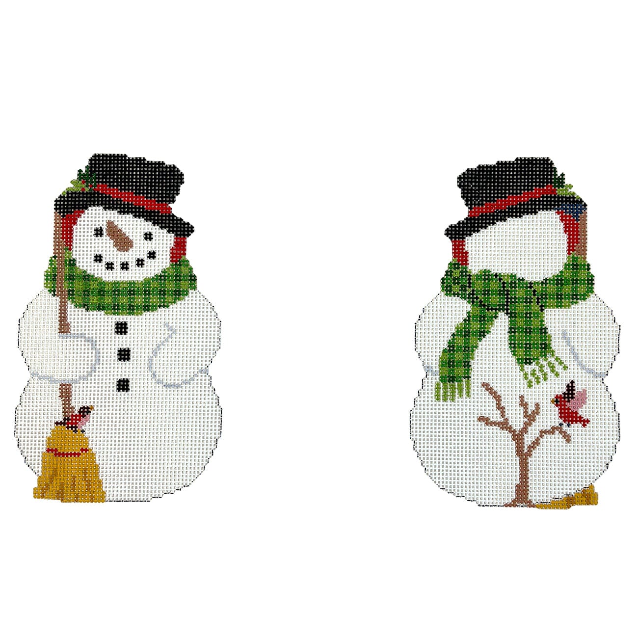 Snowman with Birds, 2 Sided Painted Canvas Susan Roberts Needlepoint Designs Inc. - 1
