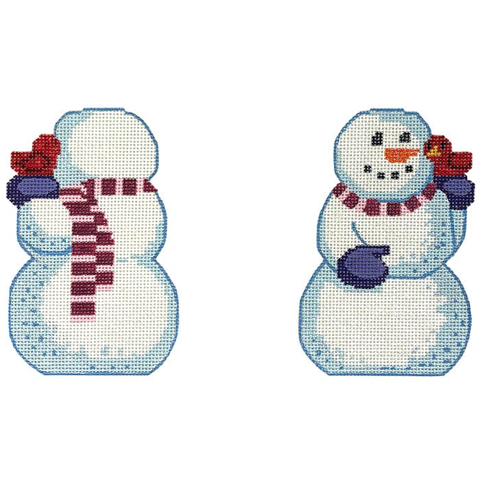 Snowman with Red Bird 2 Sided Painted Canvas Labors of Love Needlepoint - 1