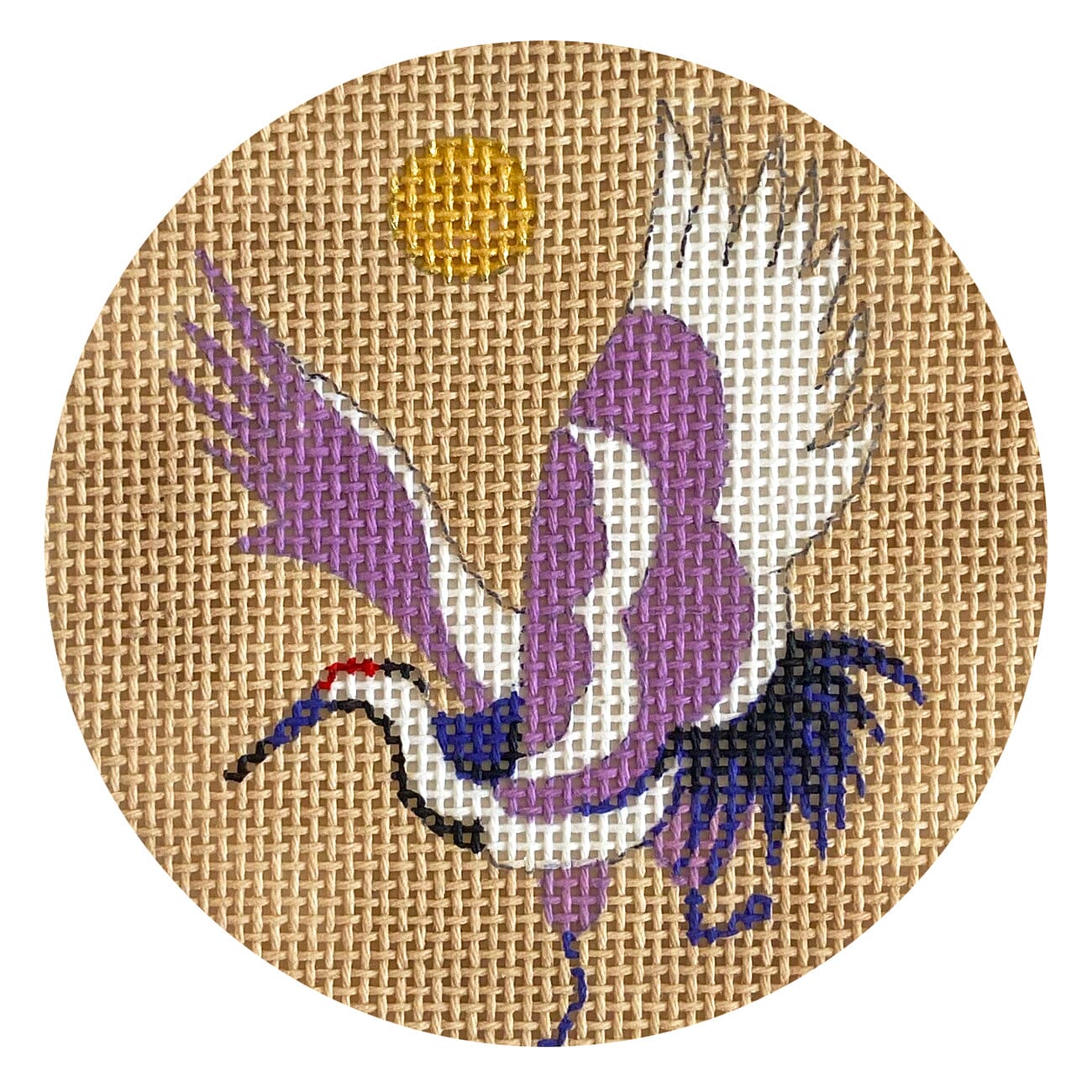 Soaring Crane Round Pendant Painted Canvas Colors of Praise