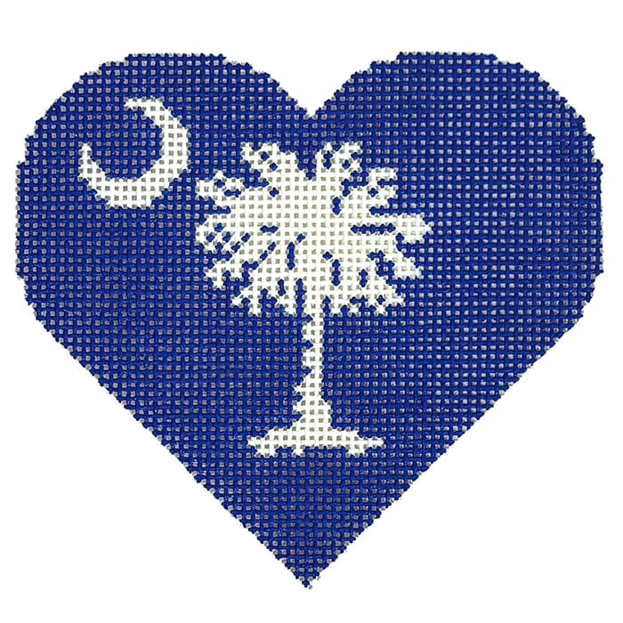 South Carolina Flag Heart Painted Canvas Pepperberry Designs - 1