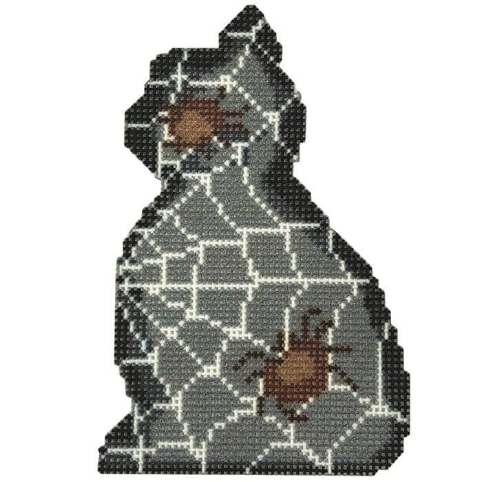 Spider Web Kitty Cat Printed Canvas Two Sisters Needlepoint